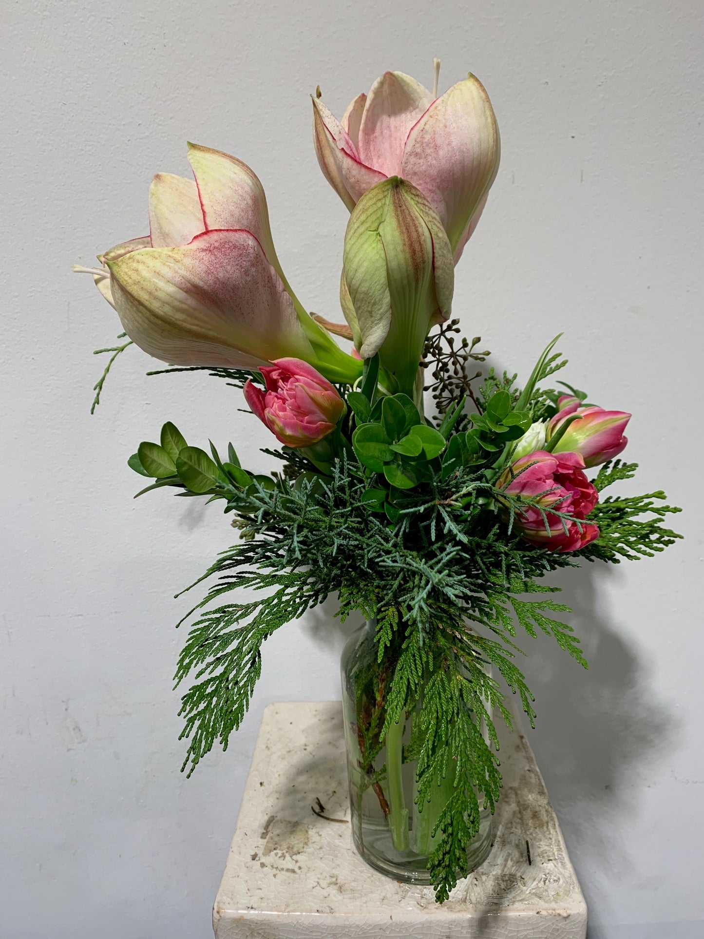Sweet Amaryllis in Bottle Vase