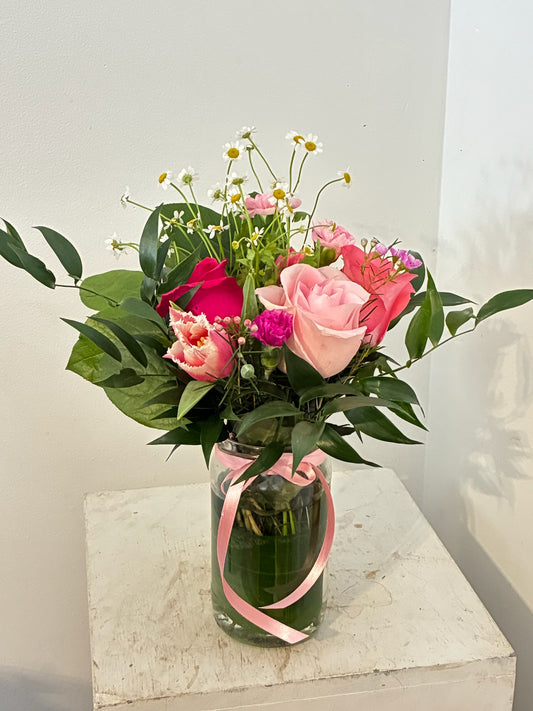 Valentine's Pink Nosegay (in Mason jar)
