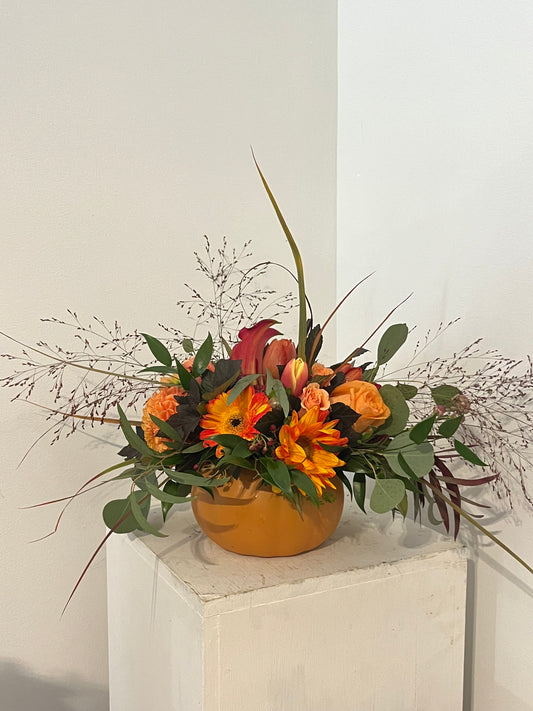 Ceramic Pumpkin Vase Arrangement