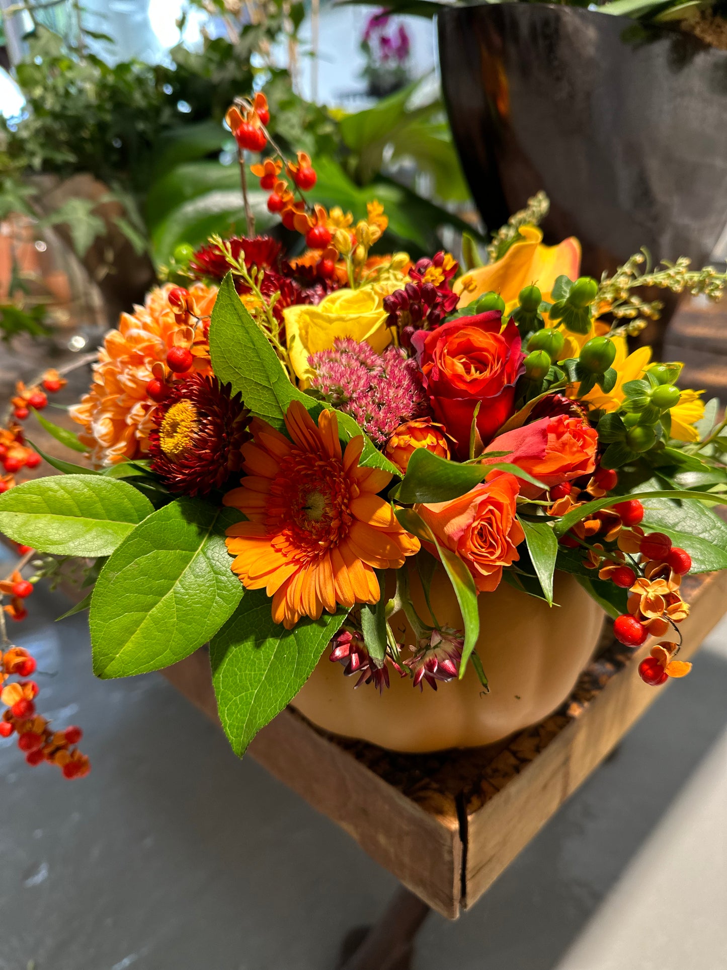 Ceramic Pumpkin Vase Arrangement